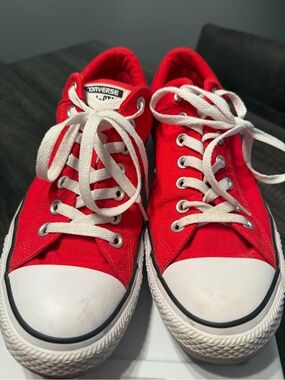 Converse Kids Red Canvas Low-Top Sneakers with White Laces
